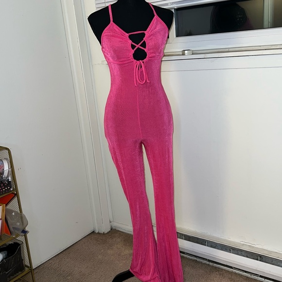 Pink Racerback Jumpsuit - Picture 1 of 3